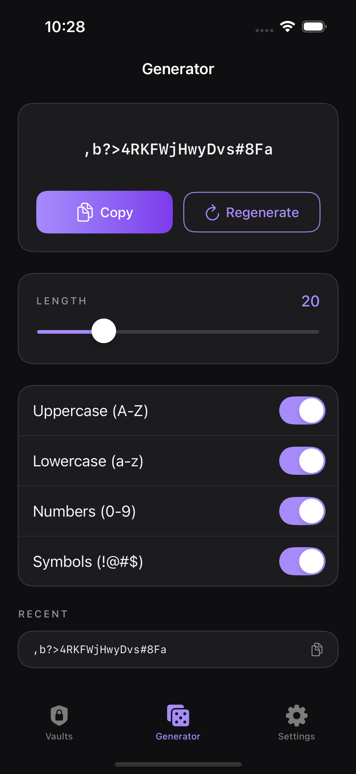 Password Generator tab in Kakuremi