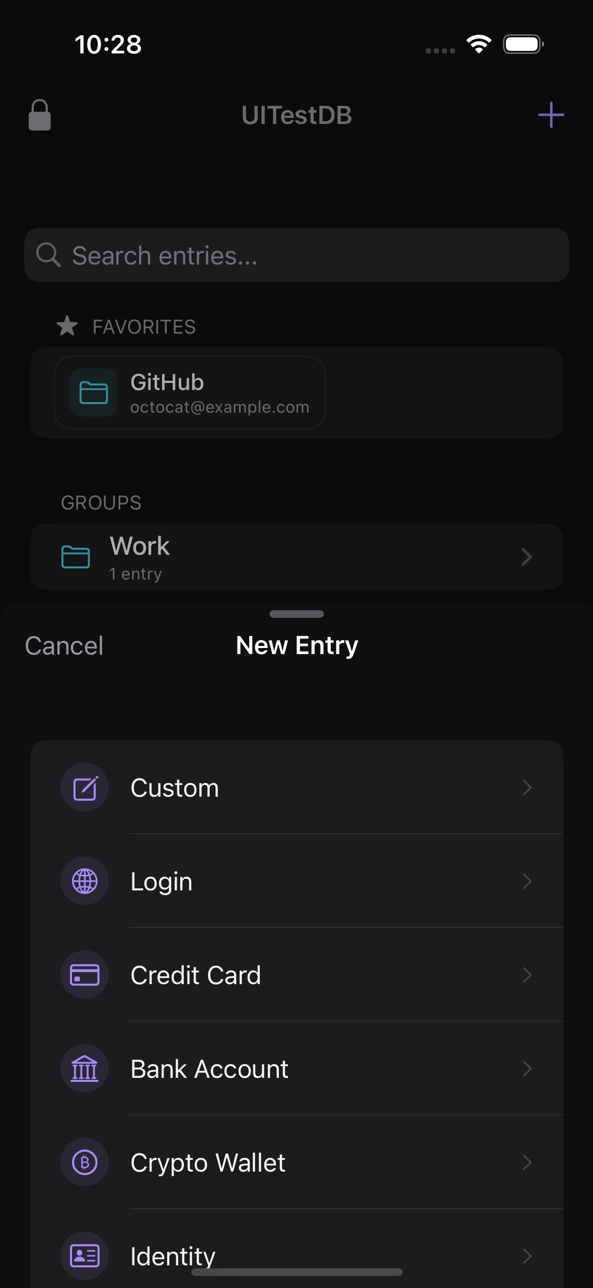 Template picker when creating an entry