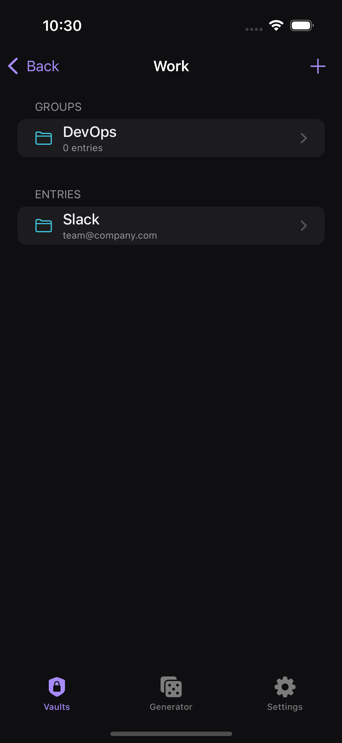 Browsing a group of entries after unlocking